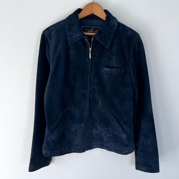 Vintage Jackets & Blazers - Vintage Suede Navy Blue Jacket